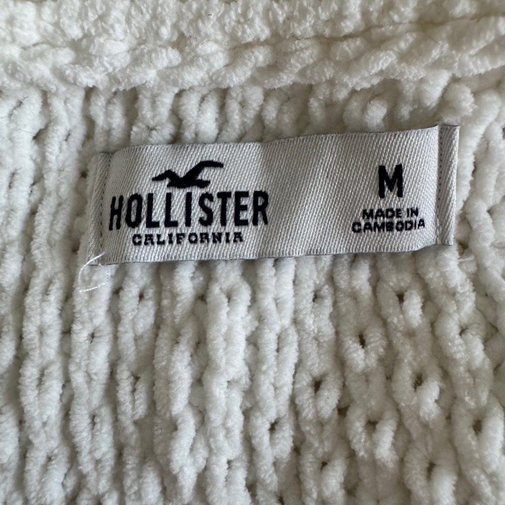 Hollister Womens Chunky Knit‎ Cardigan Sweater White Cable Knit Open Front M - Picture 4 of 4